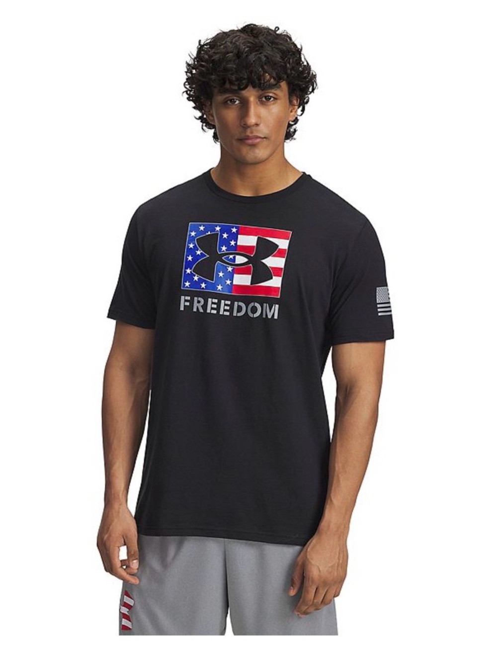 NWT Under Armour Freedom Logo Patriotic T-Shirt Men’s 2XL Black USA Flag